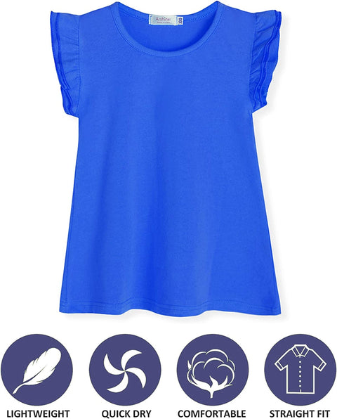 Arshiner Little Girls Plain Flutter T Shirts Ruffle Sleeve Tank Tops