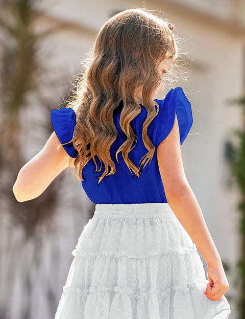 Arshiner Girls Basic Ruffle Sleeve Cute T-Shirt