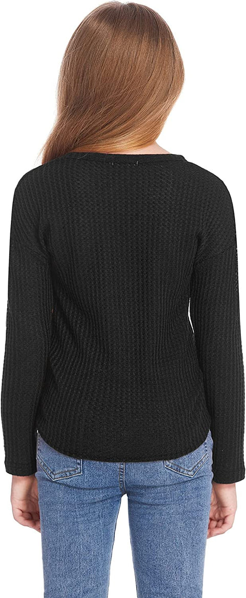 Arshiner Girls Knit Tops Colorblock Shirts Long Sleeve Sweaters
