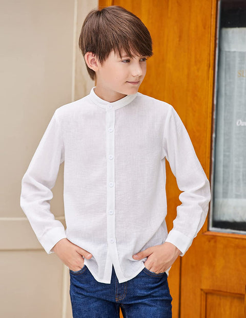 Arshiner Boys Button Down Shirt Long Sleeve Dress Henley Casual School Shirts Tees Tops