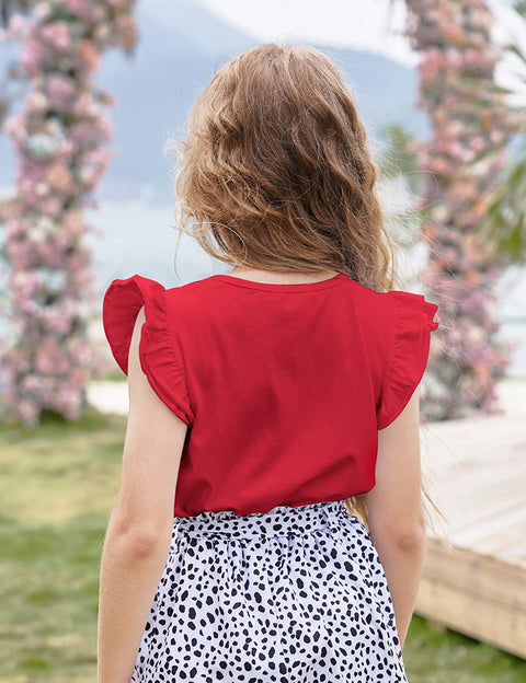Arshiner Little Girls Plain Flutter T Shirts Ruffle Sleeve Tank Tops