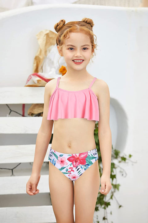 Arshiner Girls Swimsuit Two Pieces Bikini Set Ruffle Bathing Suits Flounced Tankini Swimwear