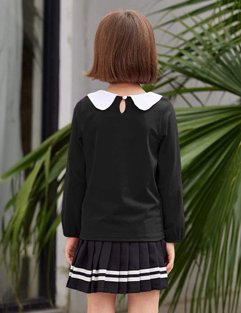 Arshiner Girls Long/Short Sleeve Tops Basic Peter Pan Collar T-Shirts Soft Blouses Tees