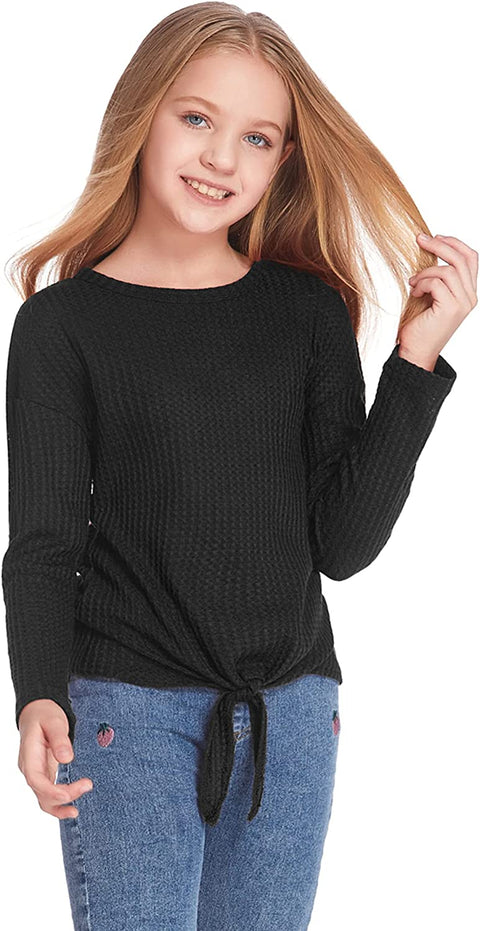 Arshiner Girls Knit Tops Colorblock Shirts Long Sleeve Sweaters