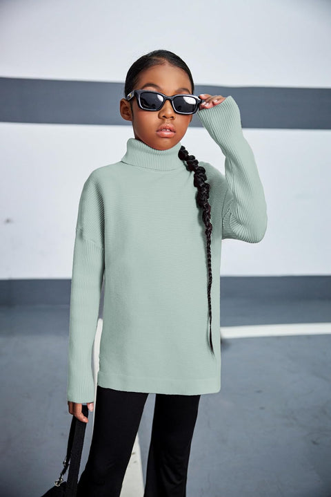 Arshiner Girls Sweaters Turtleneck Kids Tunic Long Sleeve Knit Tops