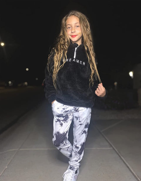 Arshiner Kids Girls Tie Dye Joggers Comfort Loose Sweatpants High Waist Trouser