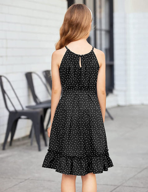 Arshiner Girls Summer Dress Halter Neck A-Line Swing Sundress