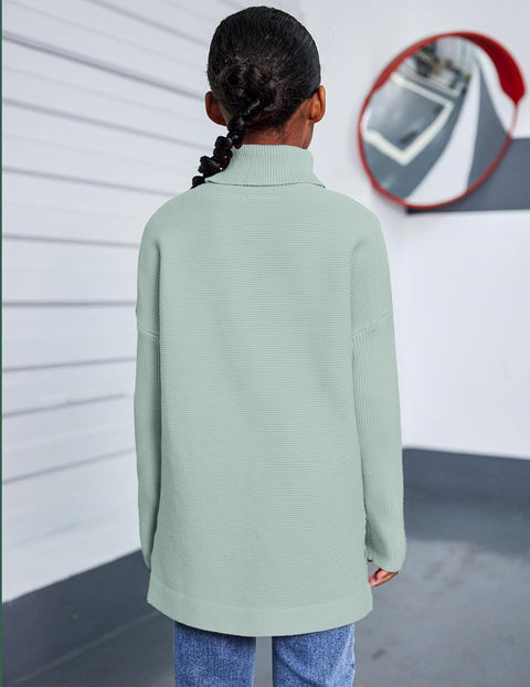 Arshiner Girls Sweaters Turtleneck Kids Tunic Long Sleeve Knit Tops