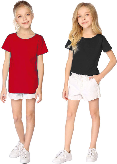 Arshiner Kids 2 Pack Short Sleeve Tees Girls Basic Tees 2pcs Shirt for Tie Dye