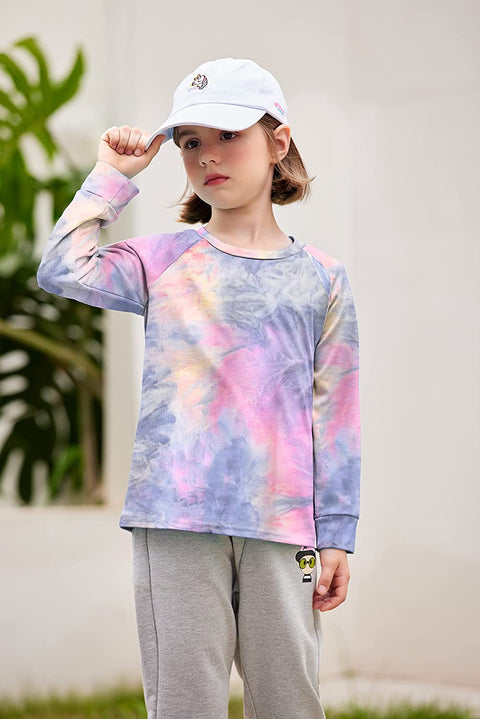 Arshiner Girls Casual Tie Dye Crewneck Long Sleeve Sweaters
