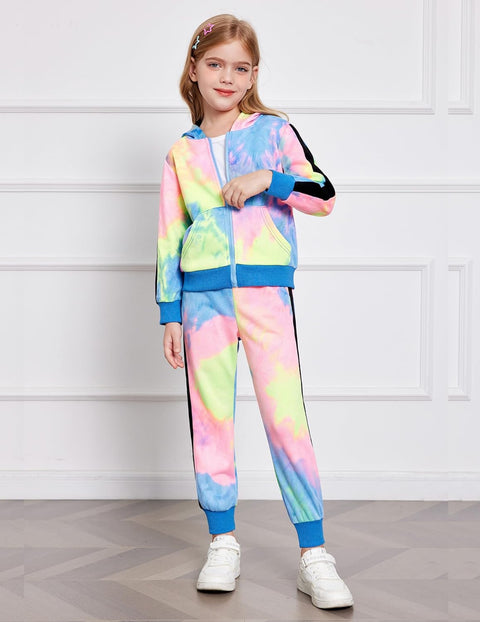 Arshiner Girls Jogger Set 2 Piece Outfits Zip Up Hoodie Sweatsuits