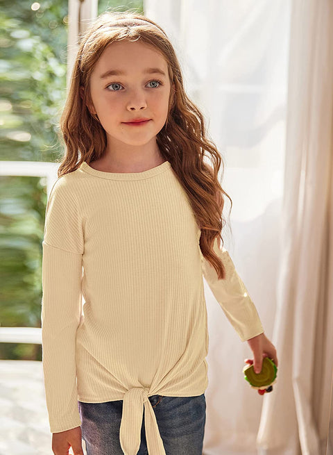 Arshiner Girls Knit Tops Colorblock Shirts Long Sleeve Sweaters