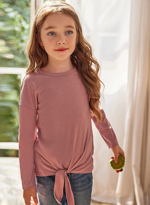 Arshiner Girls Knit Tops Colorblock Shirts Long Sleeve Sweaters
