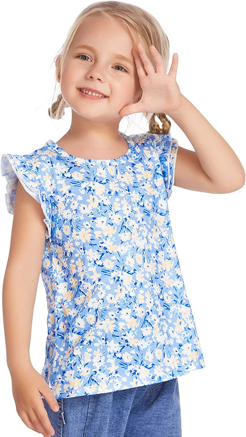 Arshiner Little Girls Plain Flutter T Shirts Ruffle Sleeve Tank Tops