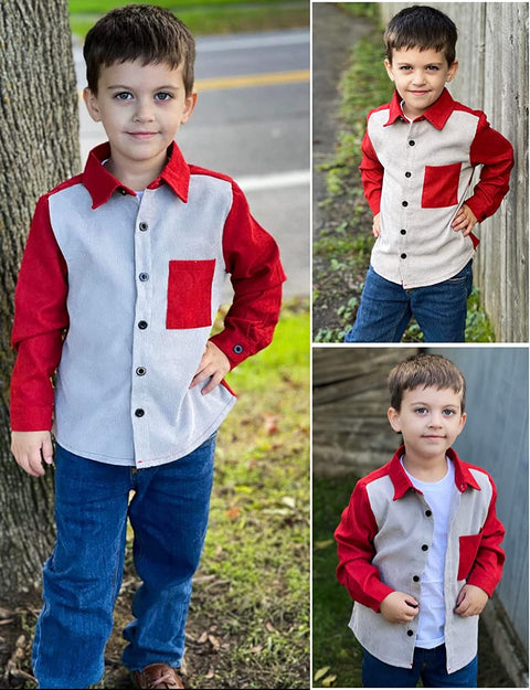 Arshiner Boys Corduroy Button Down Shirts Long Sleeve Retro Shacket Jacket Top