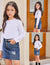Arshiner Girls Casual Mid Waisted Washed Ripped A-Line Denim Short Skirt 4-13 Years