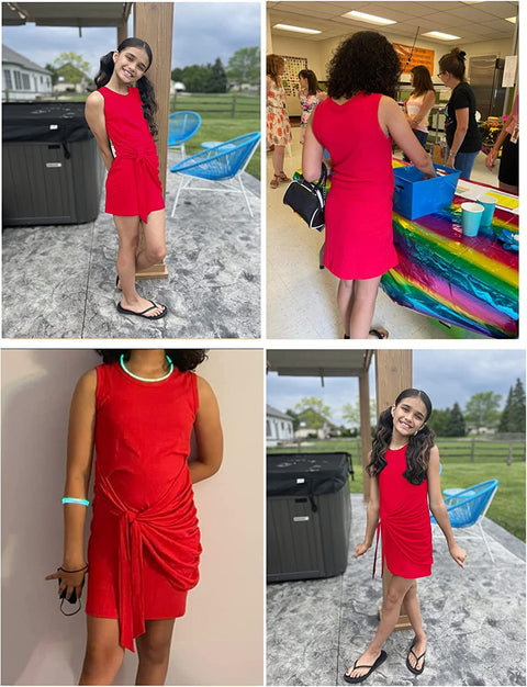 Arshiner Girls Dress Sleeveless Summer Casual Dresses Ribbed Knit Sundress Tank Mini Party Dresses for Kids 5-14 Years