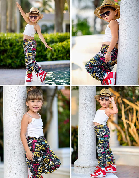 Arshiner Kids Girls Tie Dye Joggers Comfort Loose Sweatpants High Waist Trouser