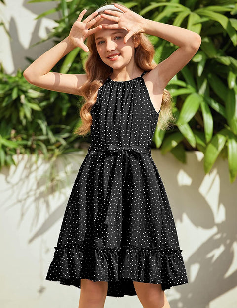 Arshiner Girls Summer Dress Halter Neck A-Line Swing Sundress