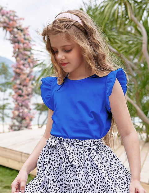 Arshiner Little Girls Plain Flutter T Shirts Ruffle Sleeve Tank Tops