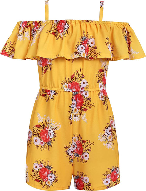 Arshiner Girls Kids Jumpsuit Off Shoulder Ruffle Romper Playsuit Summer Outfits Clothes Set