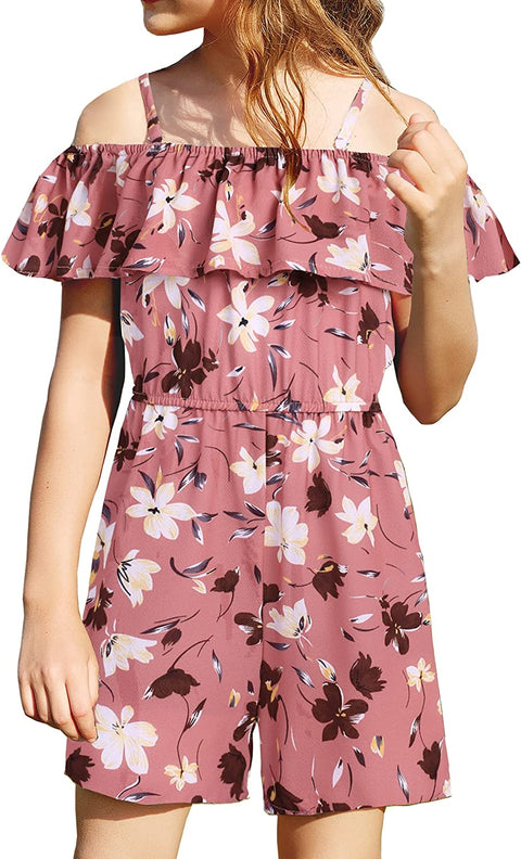 Arshiner Girls Kids Jumpsuit Off Shoulder Ruffle Romper Playsuit Summer Outfits Clothes Set