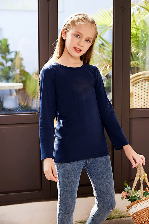 Arshiner Kids 2 Pack Long Sleeve Tees Girls Basic Tees