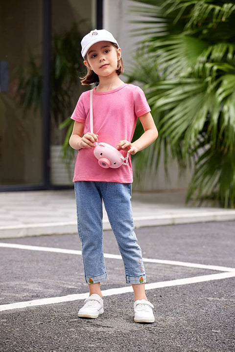 Arshiner Kids 2 Pack Short Sleeve Tees Girls Basic Tees 2pcs Shirt for Tie Dye