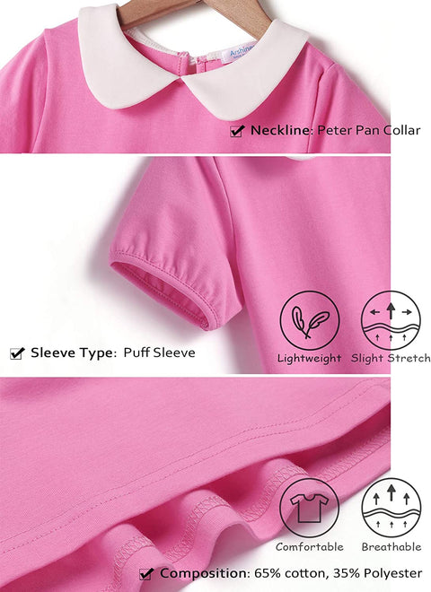 Arshiner Girls Long/Short Sleeve Tops Basic Peter Pan Collar T-Shirts Soft Blouses Tees