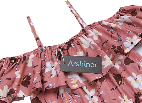 Arshiner Girls Kids Jumpsuit Off Shoulder Ruffle Romper Playsuit Summer Outfits Clothes Set