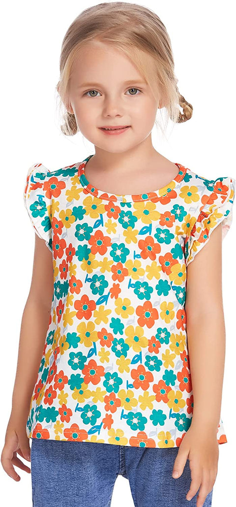 Arshiner Little Girls Plain Flutter T Shirts Ruffle Sleeve Tank Tops
