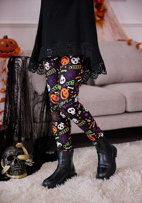 Arshiner Girl's Ankle Length Leggings 3-Pack Flower Stretch Pants