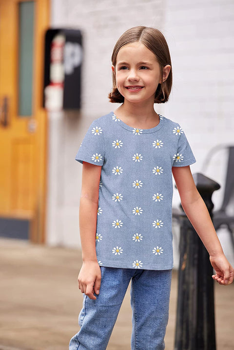 Arshiner Kids 2 Pack Short Sleeve Tees Girls Basic Tees 2pcs Shirt for Tie Dye