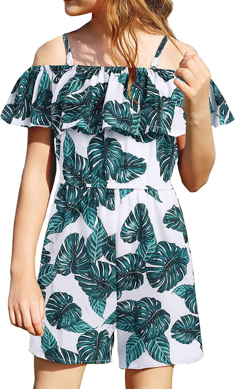 Arshiner Girls Kids Jumpsuit Off Shoulder Ruffle Romper Playsuit Summer Outfits Clothes Set