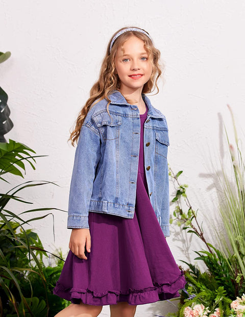 Arshiner Girls Dress Long Sleeve A Line Twirly Skater Dresses