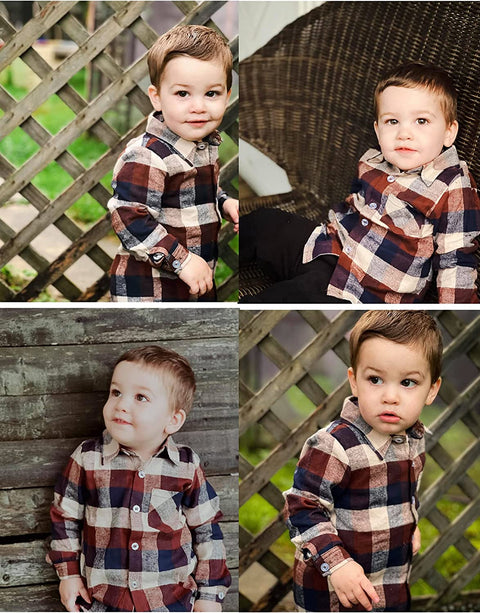 Arshiner Toddler Boys Girls Long Sleeve Plaid Shirt