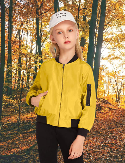 Arshiner Girls Bomber Jacket Casual Coat Zip Up Outerwear