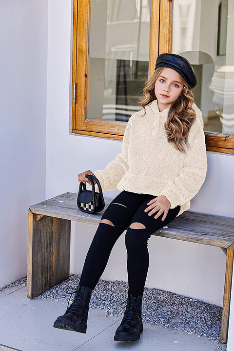 Arshiner Girls Warm Hoodie Sherpa Fleece Pullover