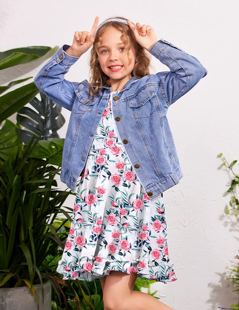Arshiner Girls Dress Long Sleeve A Line Twirly Skater Dresses