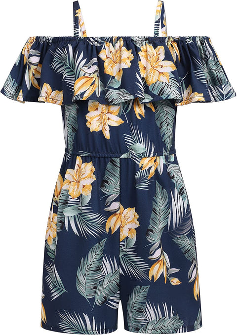 Arshiner Girls Kids Jumpsuit Off Shoulder Ruffle Romper Playsuit Summer Outfits Clothes Set