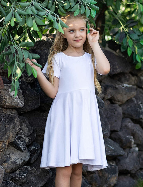 Arshiner Girls Floral Dress Short Sleeve Summer Dresses Skater Twirl Sundress for Girls 4-13 Years