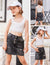 Arshiner Girls Casual Mid Waisted Washed Ripped A-Line Denim Short Skirt 4-13 Years