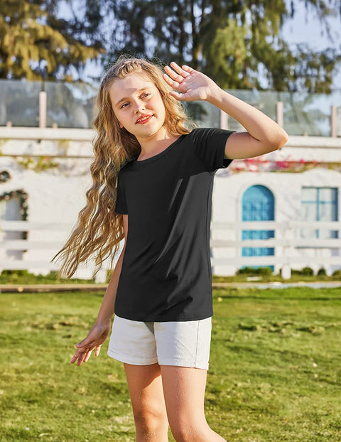 Arshiner Kids 2 Pack Short Sleeve Tees Girls Basic Tees 2pcs Shirt for Tie Dye