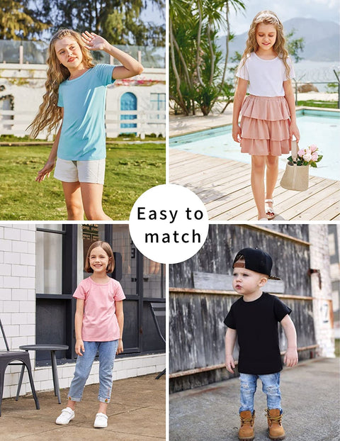 Arshiner Kids 2 Pack Short Sleeve Tees Girls Basic Tees 2pcs Shirt for Tie Dye