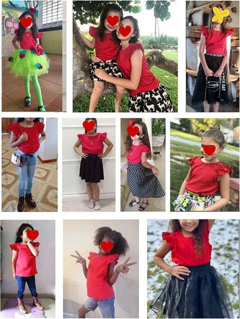 Arshiner Little Girls Plain Flutter T Shirts Ruffle Sleeve Tank Tops