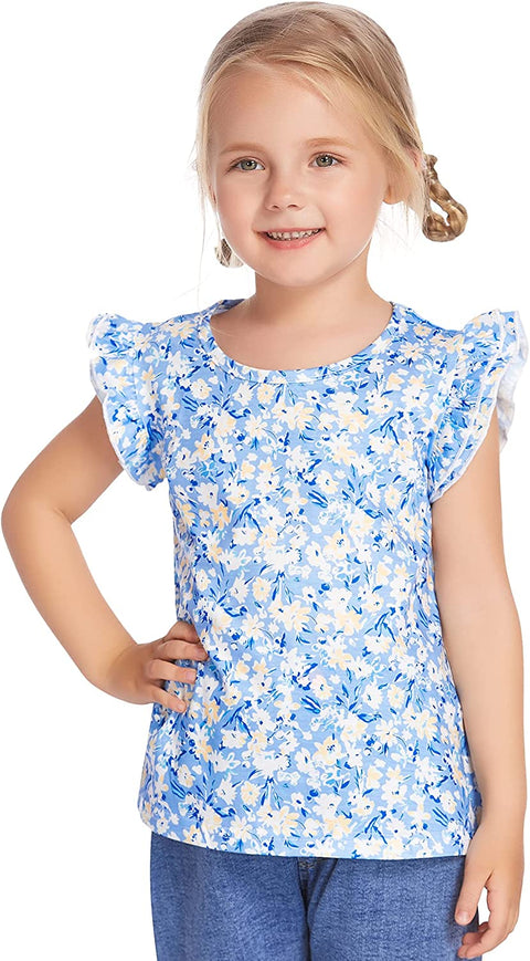 Arshiner Little Girls Plain Flutter T Shirts Ruffle Sleeve Tank Tops