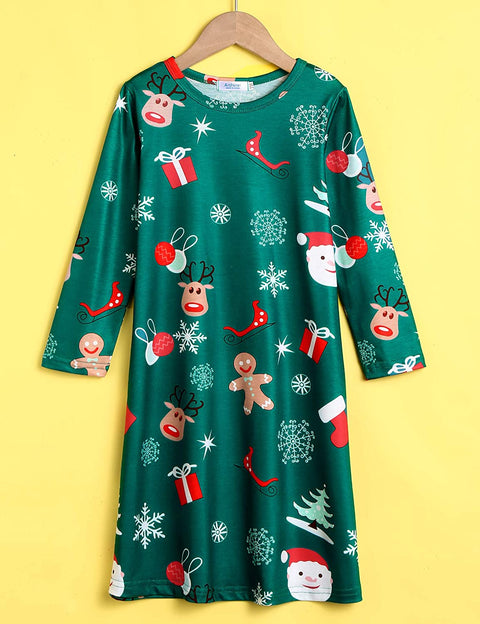 Arshiner Girls Dress Kids Long Sleeve Solid Color Casual T-Shirt Dress