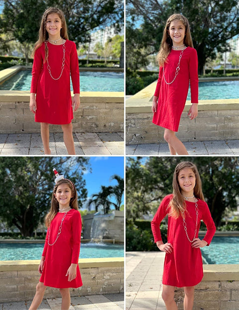 Arshiner Girls Dress Kids Long Sleeve Solid Color Casual T-Shirt Dress