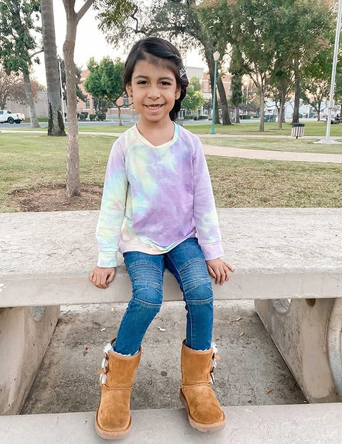Arshiner Girls Casual Tie Dye Crewneck Long Sleeve Sweaters