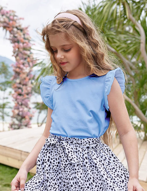 Arshiner Little Girls Plain Flutter T Shirts Ruffle Sleeve Tank Tops